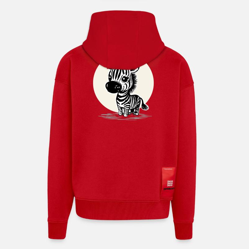 Zèbre mignon – Motif d’animal mignon - Veste à capuche bio épaisse oversize fabriqué en UE - rouge