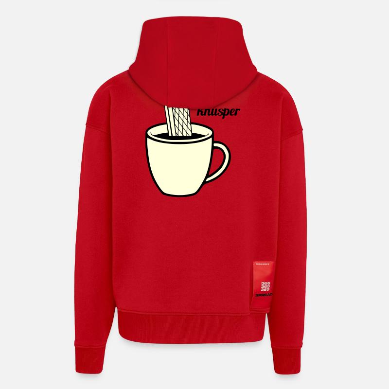 Pas tout à fait croquant - Veste à capuche bio épaisse oversize fabriqué en UE - rouge