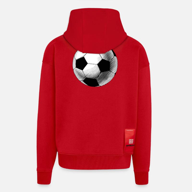 Ballon Esquisse Noir et Blanc - Veste à capuche bio épaisse oversize fabriqué en UE - rouge