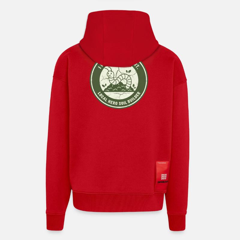 Regnorm jordberentningsmiddel til havekompost - Heavyweight oversized organic hættejakke made in EU - rød
