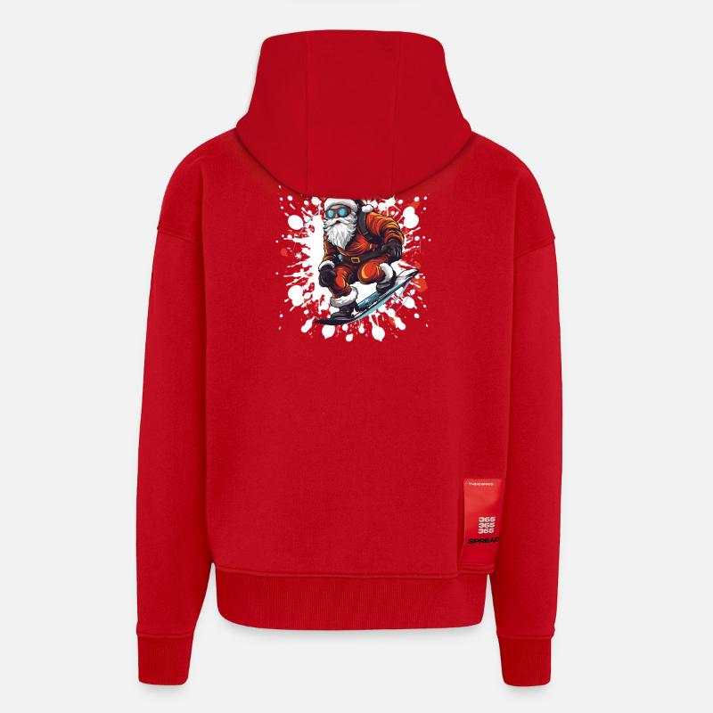Weihnachtsmann Snowboard - Zip Hoodie - made by SPREAD - Rot