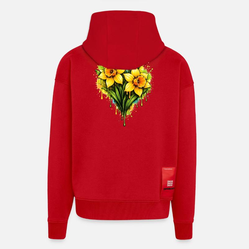 Daffodils in graffiti style - Zip Hoodie - made by SPREAD - red