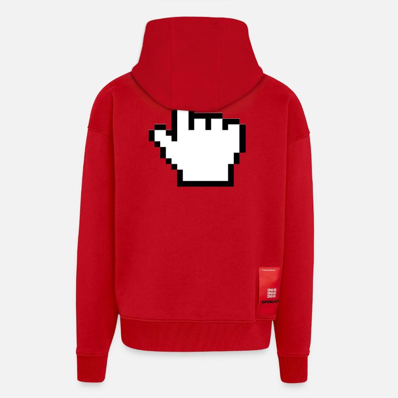 Main de souris originale - Veste à capuche bio épaisse oversize fabriqué en UE - rouge