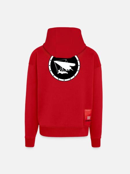 Minimalistisches Ring-Delta-Flügelabzeichen - Zip Hoodie - made by SPREAD - Rot