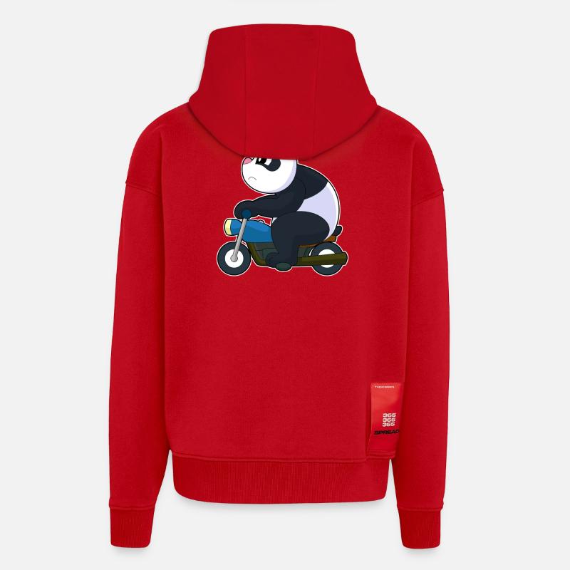 Panda Motorcycle - Zip Hoodie - made by SPREAD - red