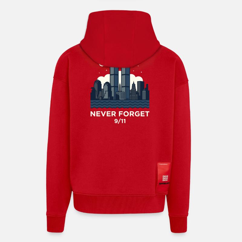 Never Forget 9/11 Skyline Night - Zip Hoodie - made by SPREAD - red