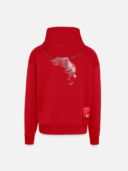Graustufen Katzenschnurrer Blick - Zip Hoodie - made by SPREAD - Rot