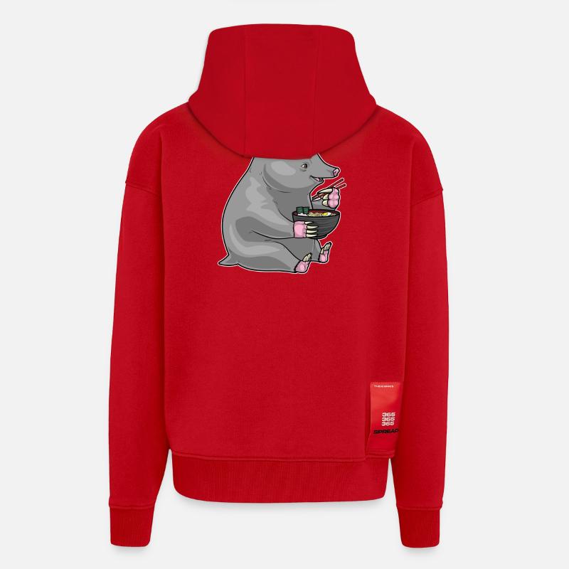Mole Cook Ramen Cooking - Zip Hoodie - made by SPREAD - red