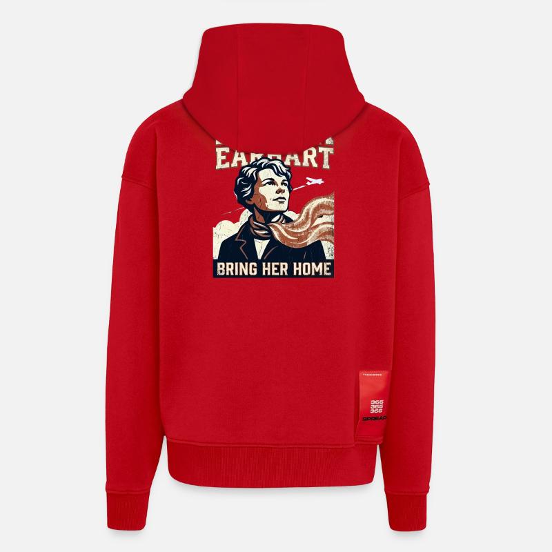 Amelia Earhart – Bring sie nach Hause - Zip Hoodie - made by SPREAD - Rot