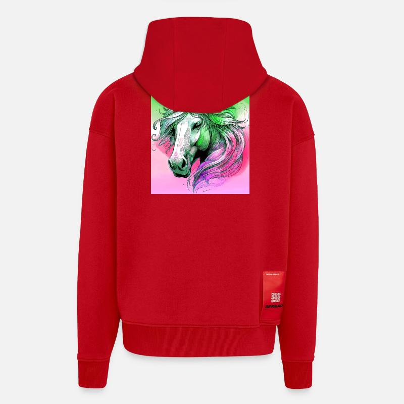 cheval - Veste à capuche bio épaisse oversize fabriqué en UE - rouge