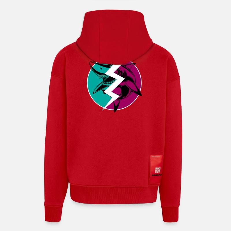 Elektrischer Split Shark - Zip Hoodie - made by SPREAD - Rot