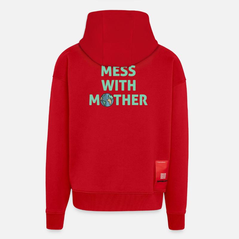 Ne t’en prends pas à maman ! - Veste à capuche bio épaisse oversize fabriqué en UE - rouge