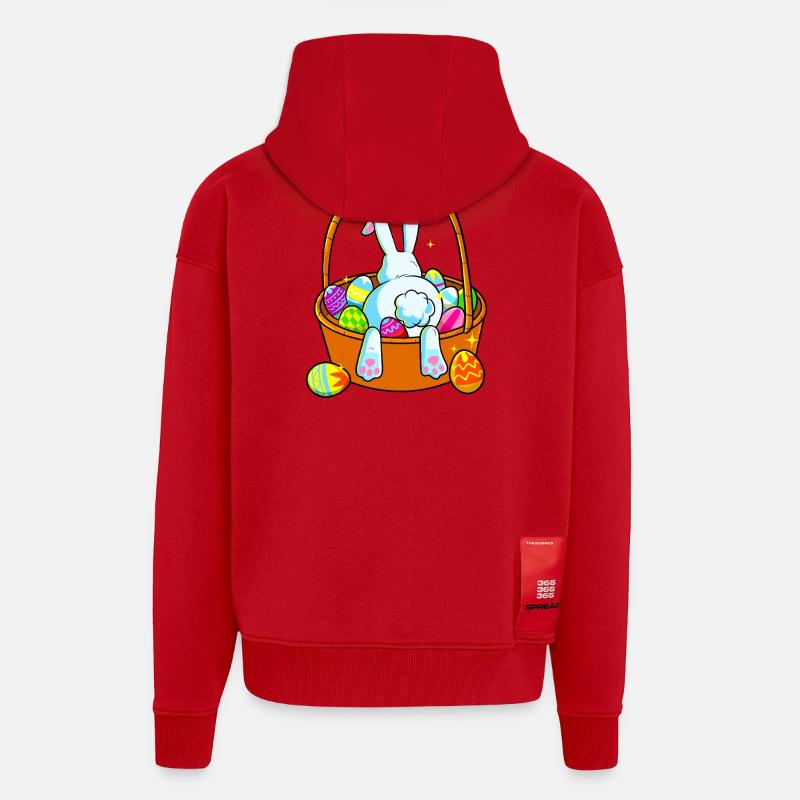 Pastel Easter Bunny in Basket - Zip Hoodie - made by SPREAD - red