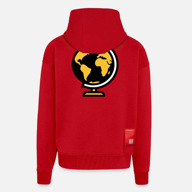 Globe Globe Earth School - Zip Hoodie - made by SPREAD - red