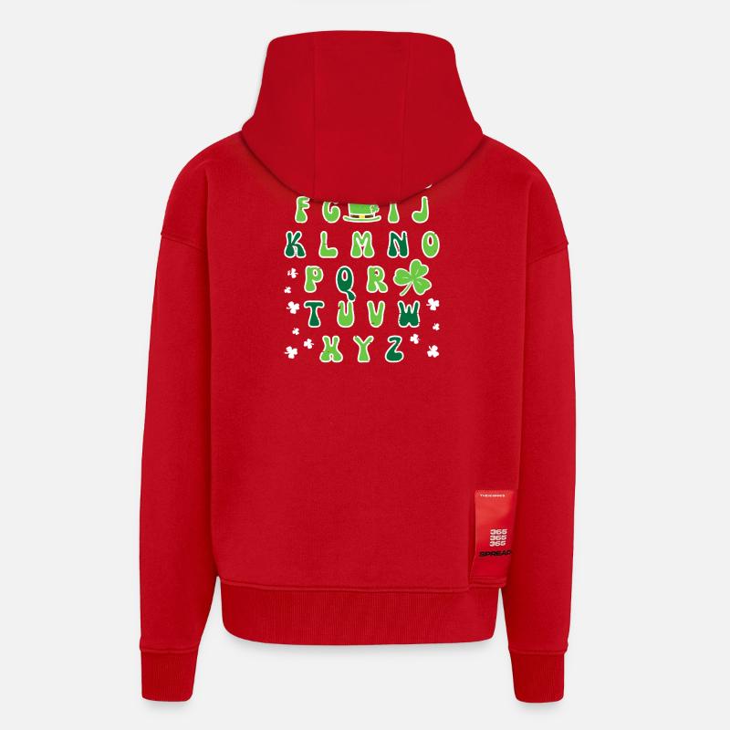 Irisches Alphabet-Kleeblatt-Design - Zip Hoodie - made by SPREAD - Rot
