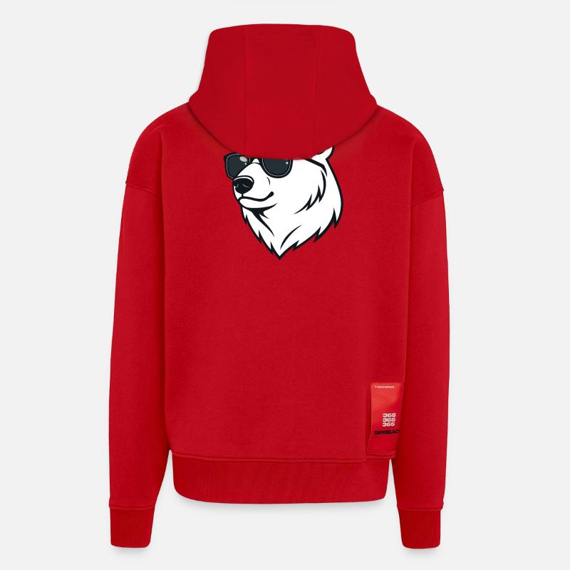Eisbär Dunkle Brille - Zip Hoodie - made by SPREAD - Rot