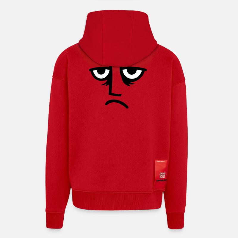 Grumpy sad disappointed face funny - Zip Hoodie - made by SPREAD - red