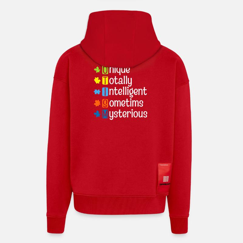 Autism Puzzle Pride: Einzigartige Köpfe - Zip Hoodie - made by SPREAD - Rot