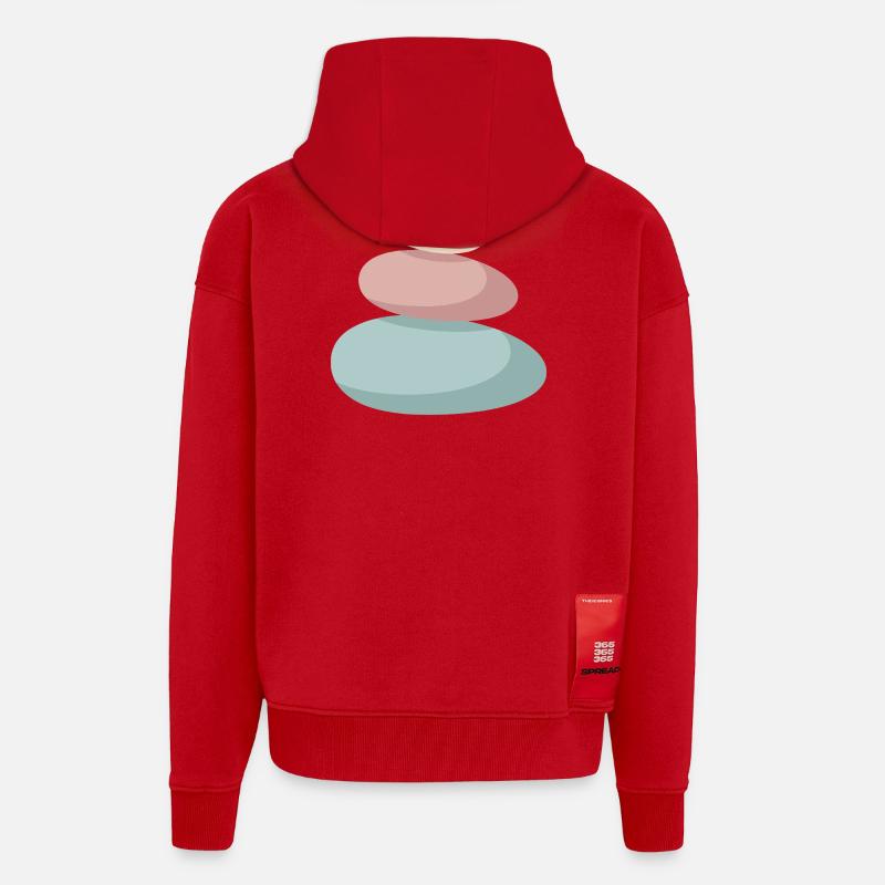 Pile de pierres pastel - Veste à capuche bio épaisse oversize fabriqué en UE - rouge
