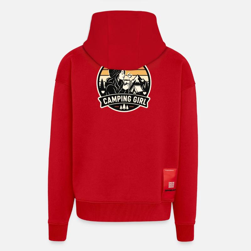 Campeuse - Veste à capuche bio épaisse oversize fabriqué en UE - rouge