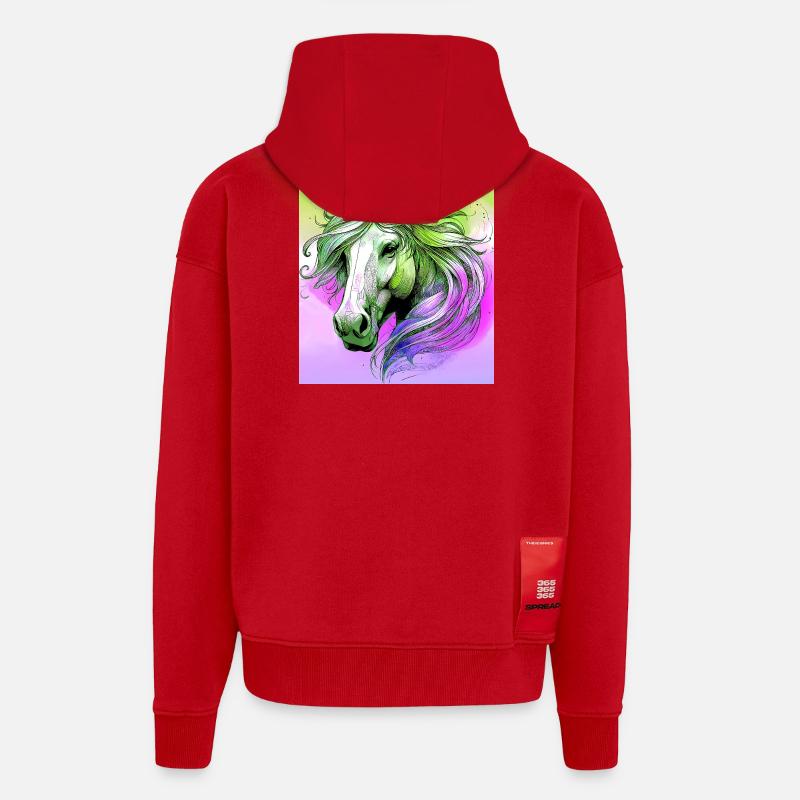 cheval - Veste à capuche bio épaisse oversize fabriqué en UE - rouge