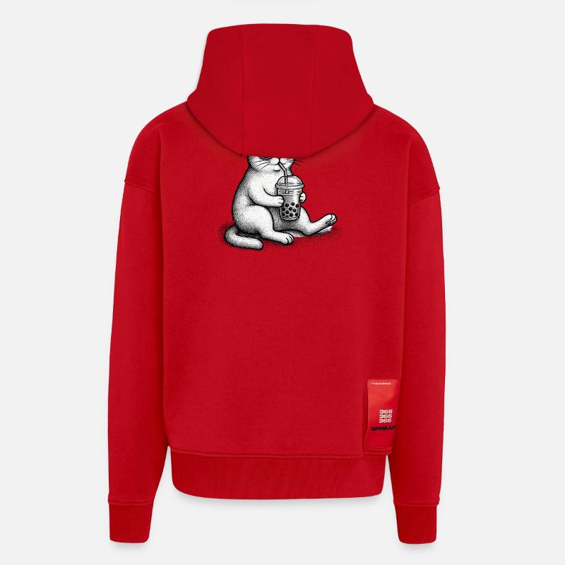 Bubble Tea Katze - Zip Hoodie - made by SPREAD - Rot