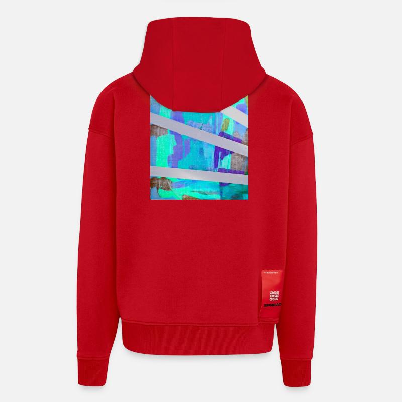 Neon Abstract Stripe Collage - Zip Hoodie - made by SPREAD - red