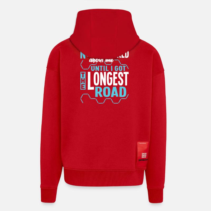 La plus longue route - Veste à capuche bio épaisse oversize fabriqué en UE - rouge