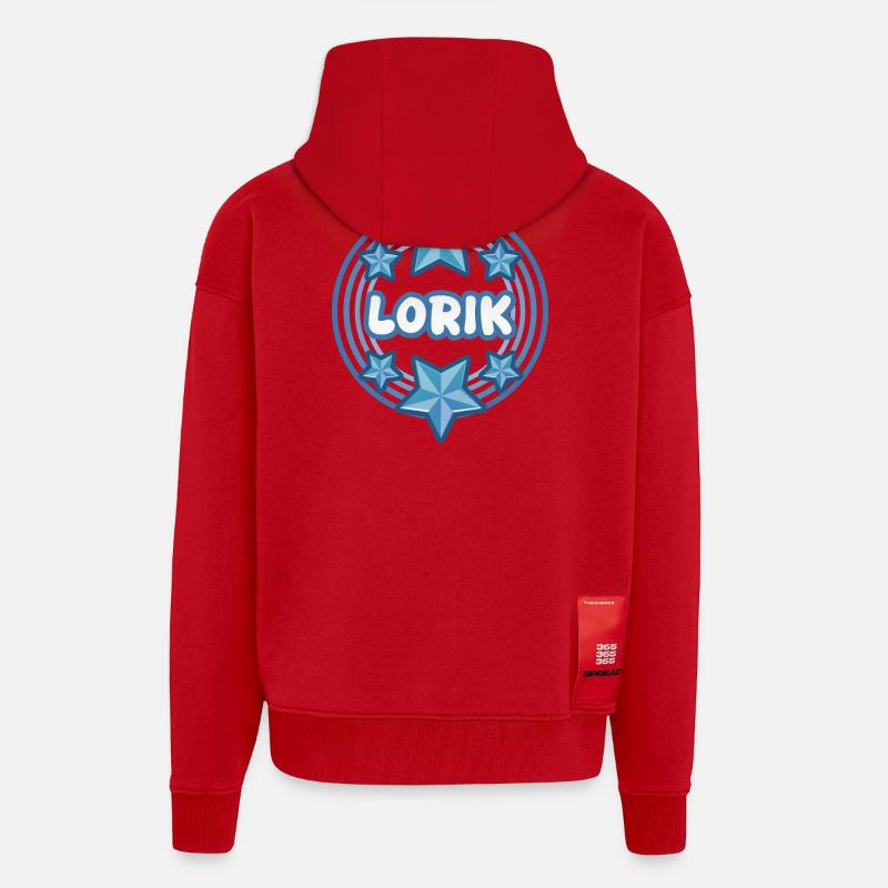 First name Lorik - Zip Hoodie - made by SPREAD - red