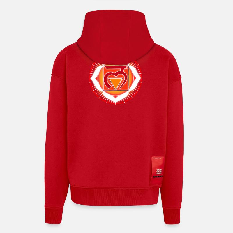 Chakra Racine Muladhara - Veste à capuche bio épaisse oversize fabriqué en UE - rouge