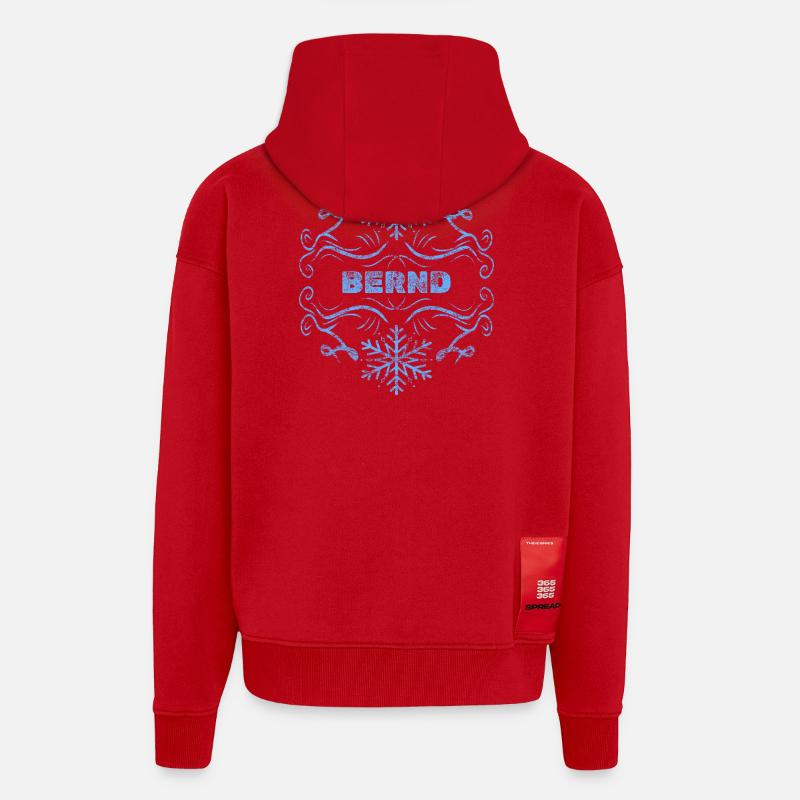 Bernd comme prénom - Veste à capuche bio épaisse oversize fabriqué en UE - rouge