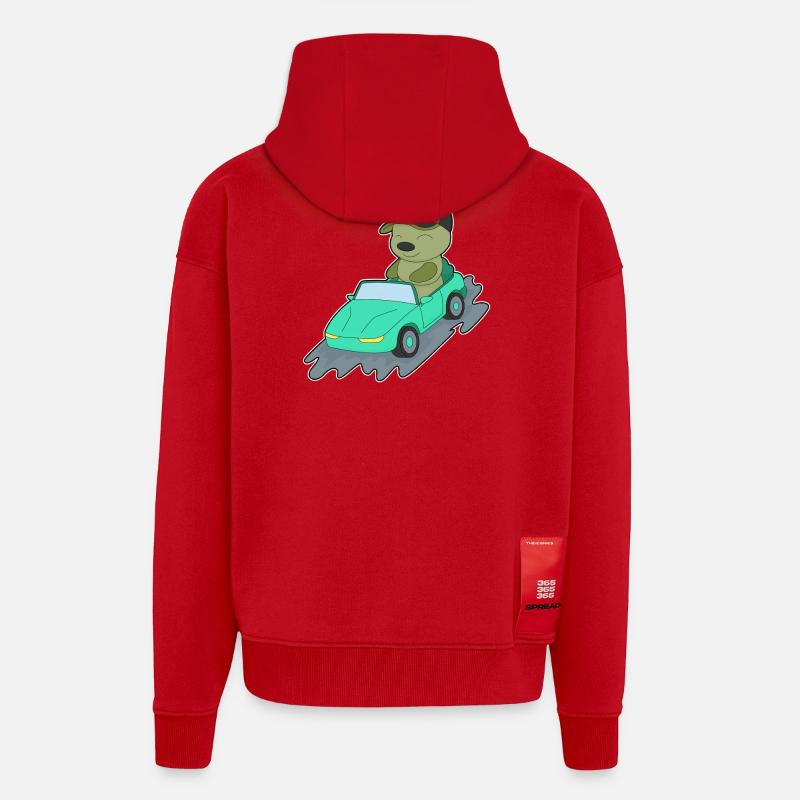 Chenille Car - Veste à capuche bio épaisse oversize fabriqué en UE - rouge