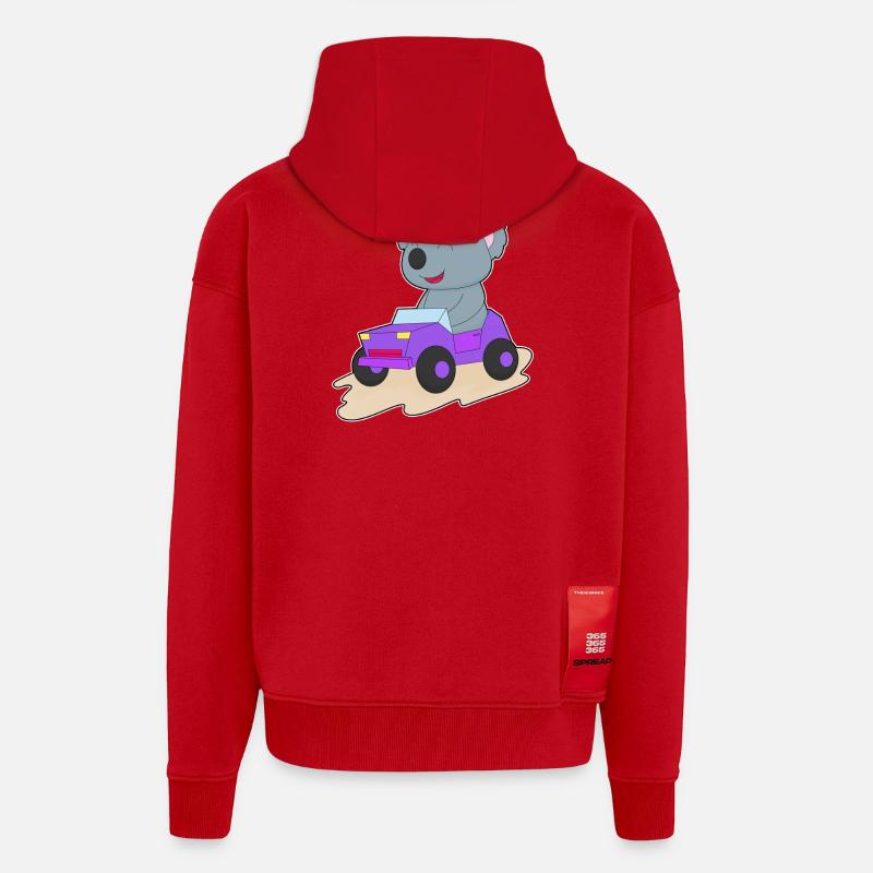 Koala Car - Veste à capuche bio épaisse oversize fabriqué en UE - rouge