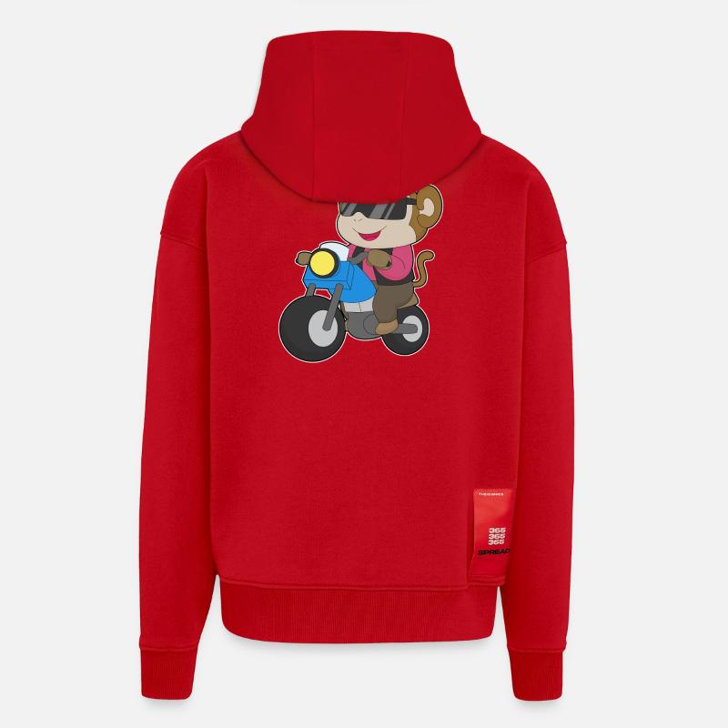 Monkey Motorcycle - Zip Hoodie - made by SPREAD - red