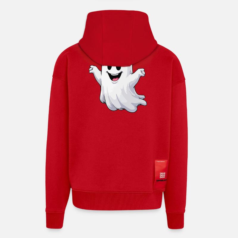 Fröhlicher Cartoon-Geist - Zip Hoodie - made by SPREAD - Rot