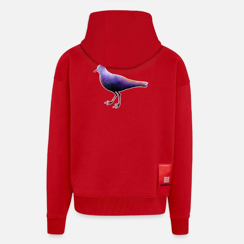 Lapwing.1 - Veste à capuche bio épaisse oversize fabriqué en UE - rouge