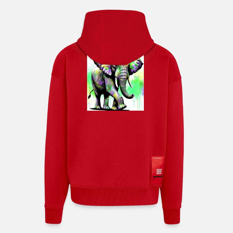elephant - Zip Hoodie - made by SPREAD - red