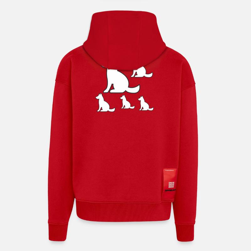 canine - Veste à capuche bio épaisse oversize fabriqué en UE - rouge