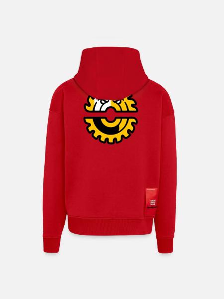 Circular Saw Mascot Logo - Zip Hoodie - made by SPREAD - red