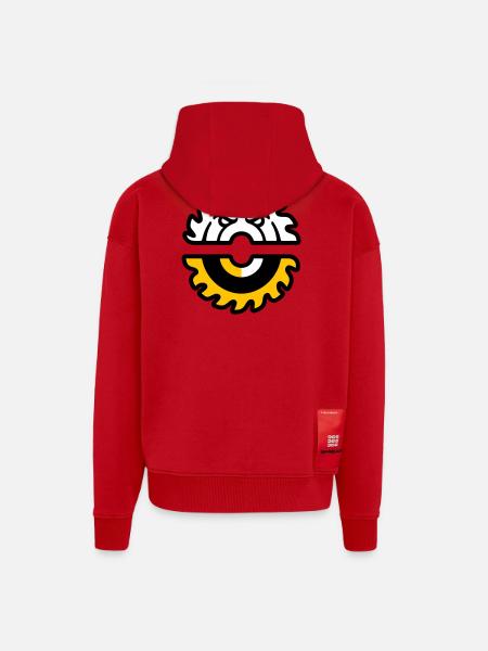 Circular Saw Face Graphic - Zip Hoodie - made by SPREAD - red
