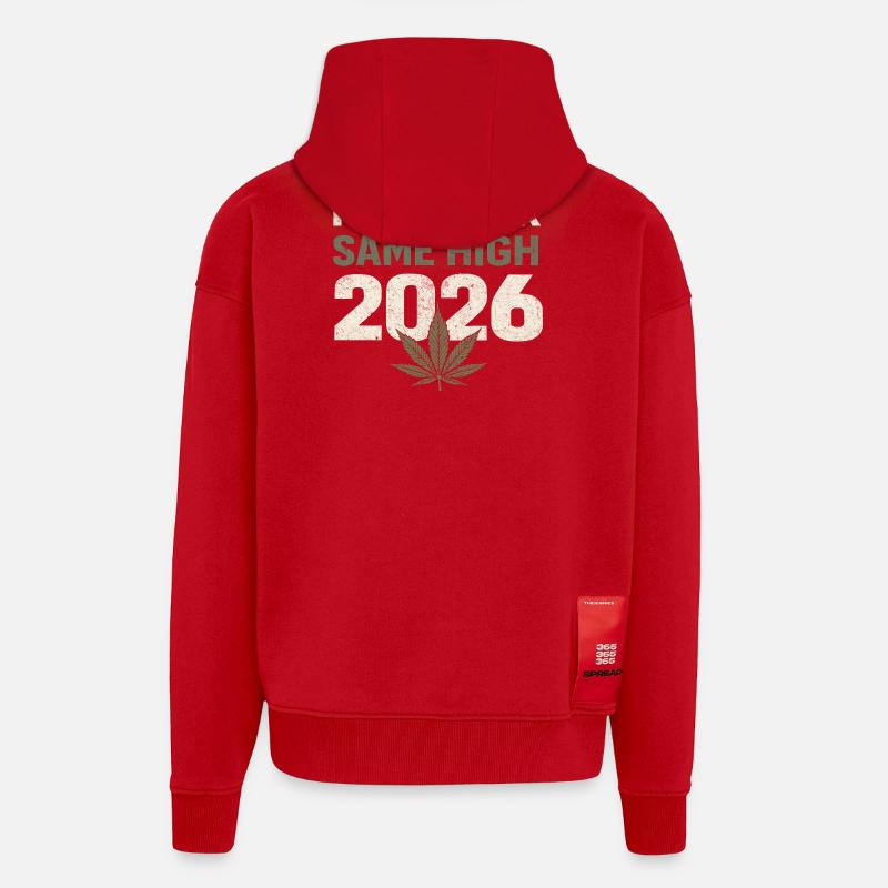 New Year, Same High 2026 - Zip Hoodie - made by SPREAD - red