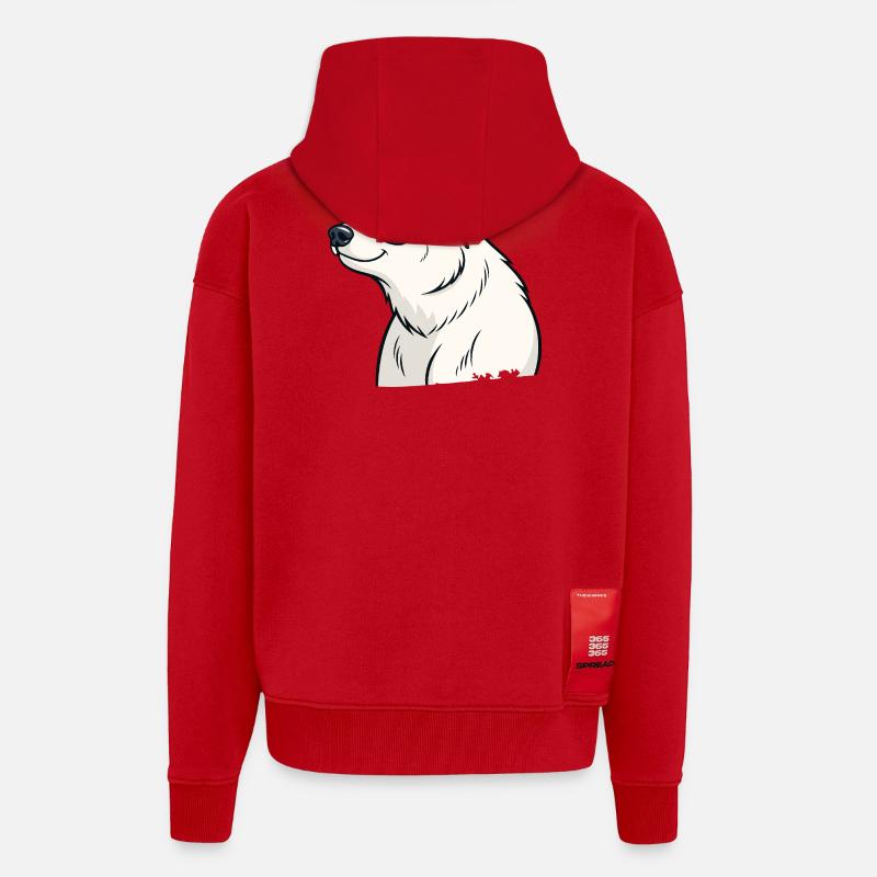 Cooler Eisbär mit Brille - Zip Hoodie - made by SPREAD - Rot
