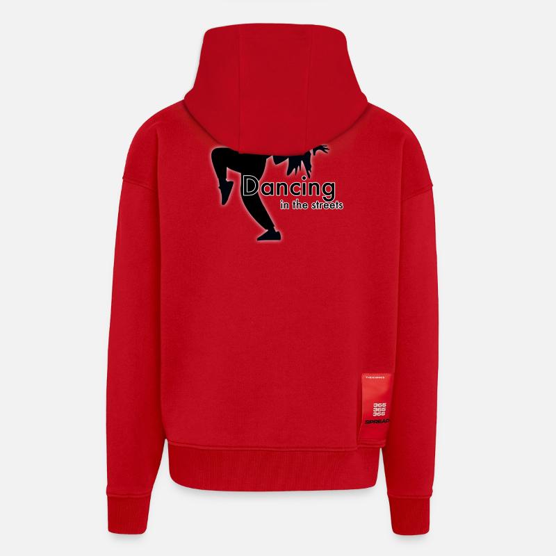 Danser dans les rues - Veste à capuche bio épaisse oversize fabriqué en UE - rouge