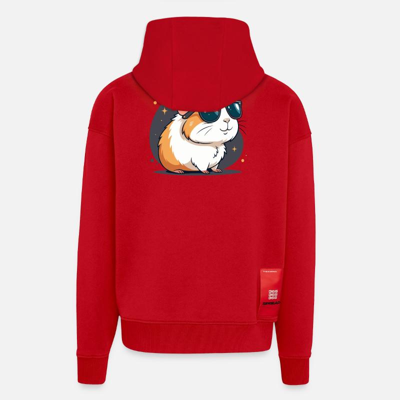 Cooler Hamster mit dunkler Brille - Zip Hoodie - made by SPREAD - Rot