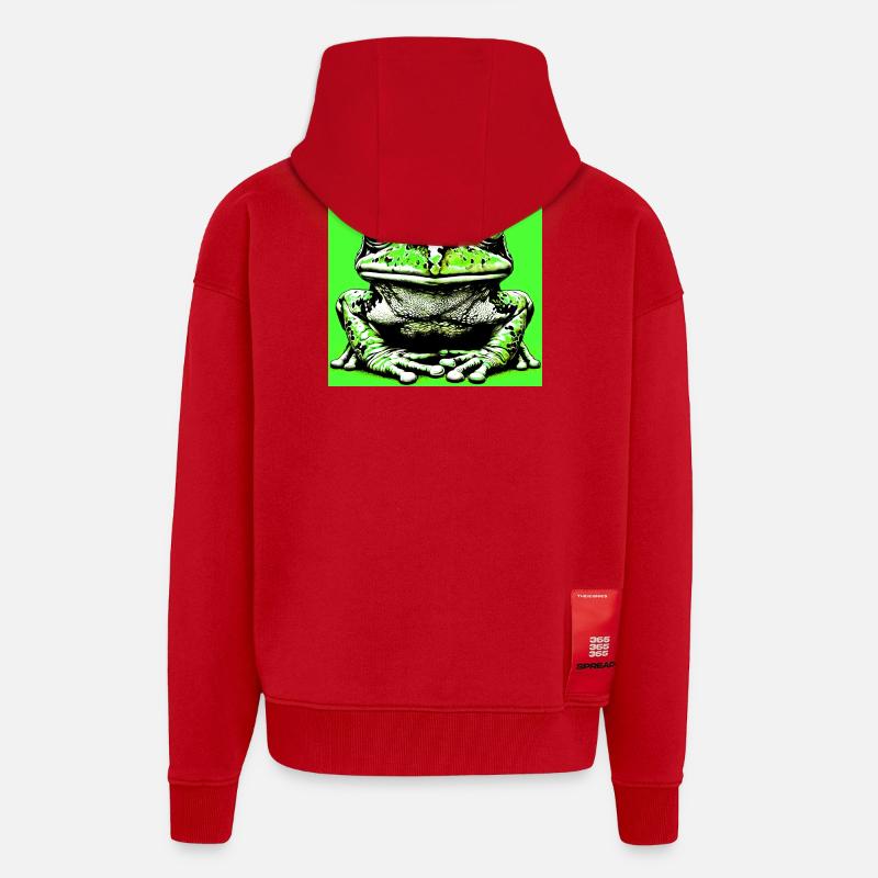 grenouille - Veste à capuche bio épaisse oversize fabriqué en UE - rouge
