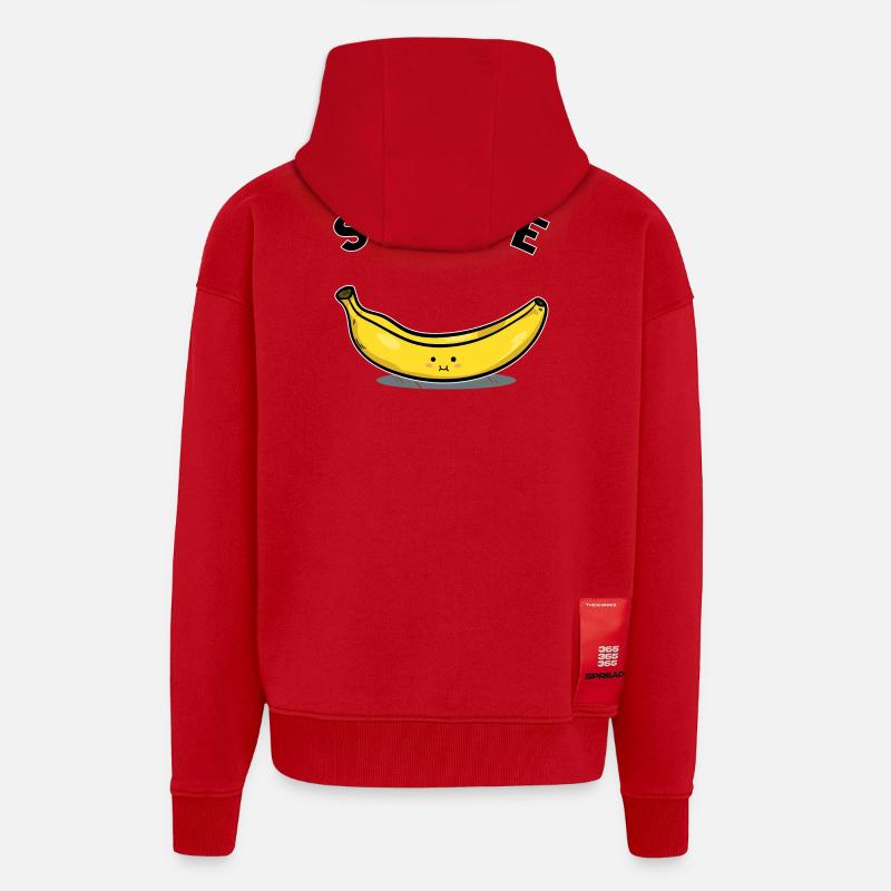 Sourire de banane - Veste à capuche bio épaisse oversize fabriqué en UE - rouge