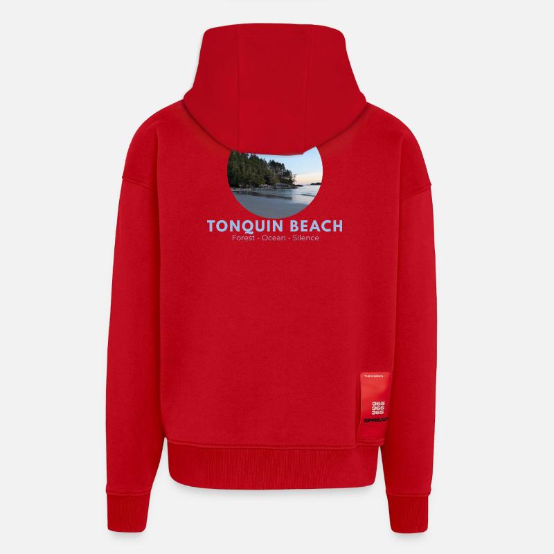 Forêt de Tonquin Beach Océan - Veste à capuche bio épaisse oversize fabriqué en UE - rouge