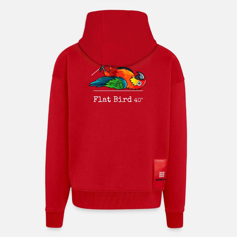 Flat Bird à 40 degrés - Veste à capuche bio épaisse oversize fabriqué en UE - rouge