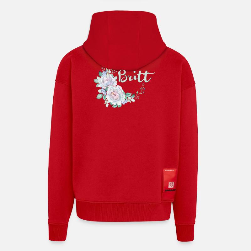 Pour Britt - Veste à capuche bio épaisse oversize fabriqué en UE - rouge