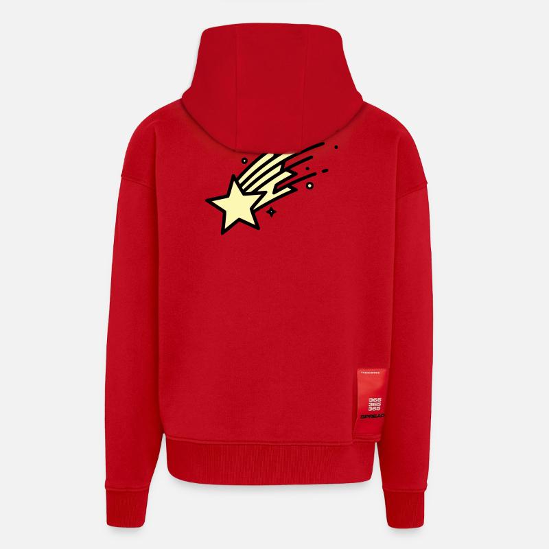 Une bande dessinée Shooting Star Comet - Veste à capuche bio épaisse oversize fabriqué en UE - rouge